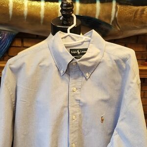 Ralph Lauren Men's Blue Shirt Cotton Yarmouth Classic 16 1/2 -35 Preppy Business